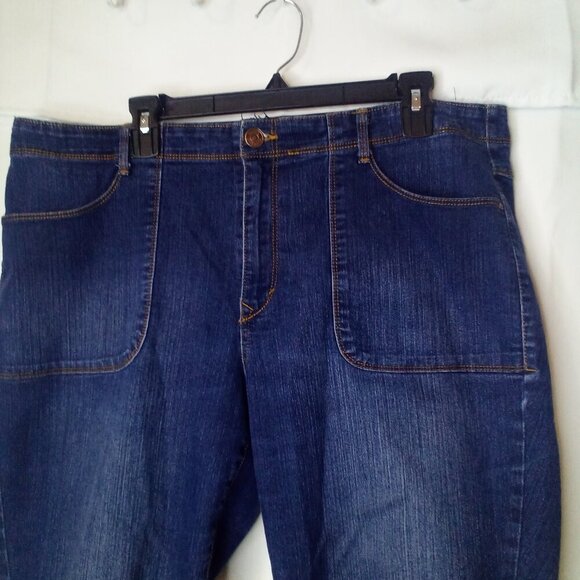Gloria Vanderbilt Capri Jeans Women 16W Roll Cuff Hem Big Pockets Blue - Picture 3 of 13